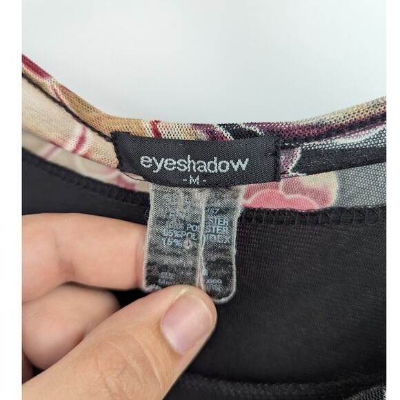 VTG Cherry Blossom 90s Asian Mesh Wrap Top Sheer Ruched Grunge Fairycore Sz M - Picture 3 of 5